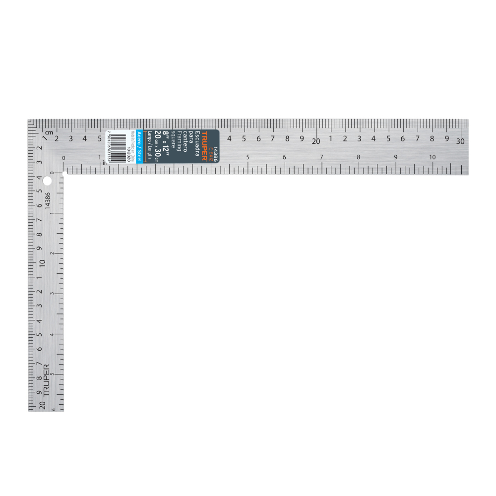 Escuadra 8'x12' de acero para cantero, TRUPER E-8X12