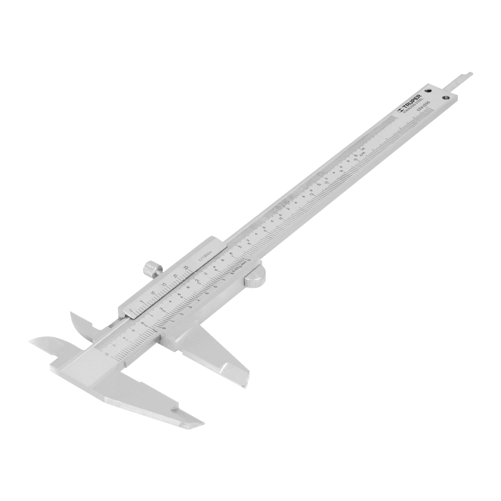Calibrador vernier analógico 6', acero inox, std y mm,TRUPER CAL-6MP