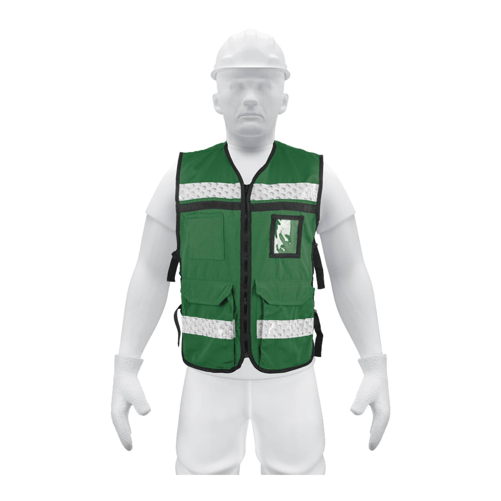 Chaleco brigadista con cintas reflejantes, color verde CHS-900V