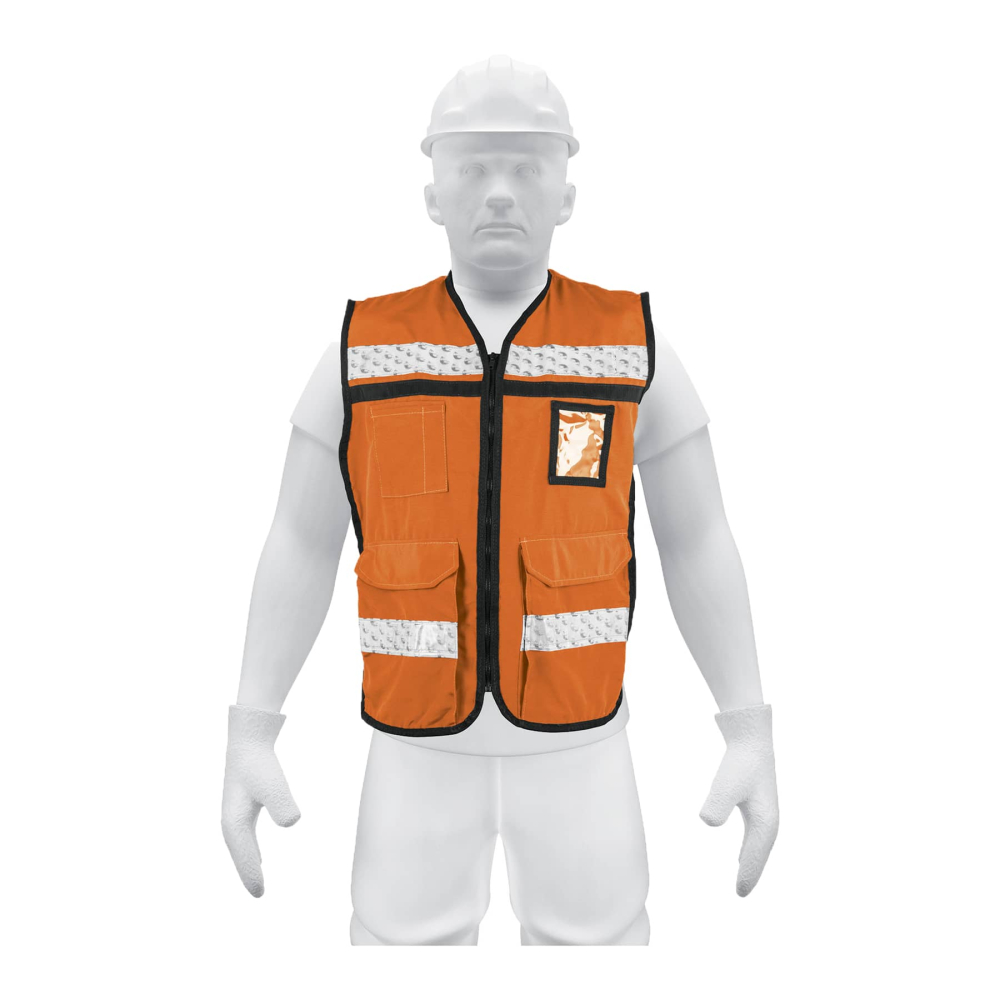 Chaleco brigadista con cintas reflejantes, color naranja CHS-900N