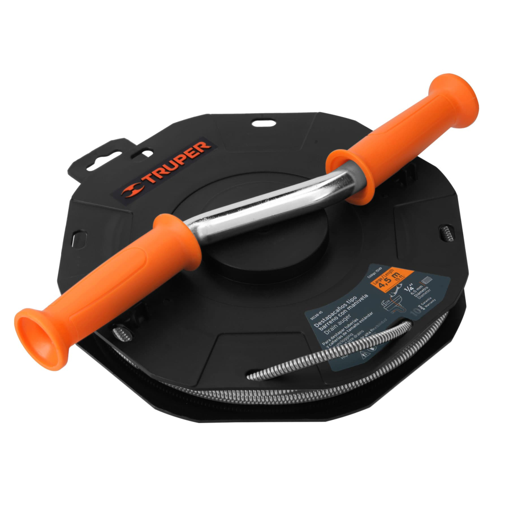 Destapacaños de 4.5 m tipo barreno con manivela, TRUPER DECAB-45