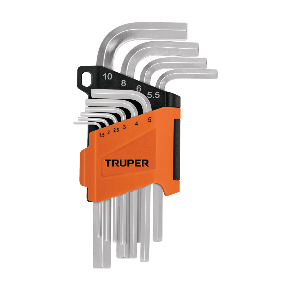 Juego de 10 llaves hexagonales mm, con organizador, TRUPER ALL-10M