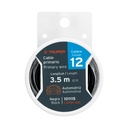 Carrete con 3.5 m de cable primario negro calibre 12, TRUPER CAPRI-12N