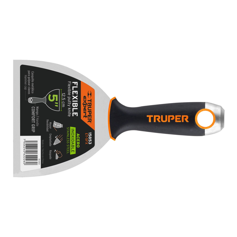 Espátula flexible 5' acero inoxidable, Comfort Grip, EXPERT ET-5FX