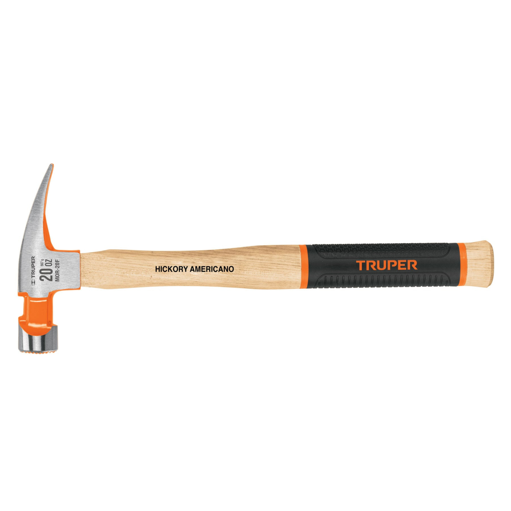 Martillo pulido 20 oz uña recta, boca fresada, TRUPER Grip MOR-20F