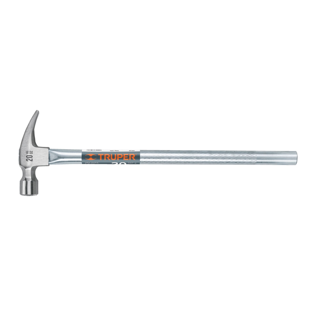 Martillo tubular pulido 20oz cara fresada, uña recta, TRUPER MTR-20F