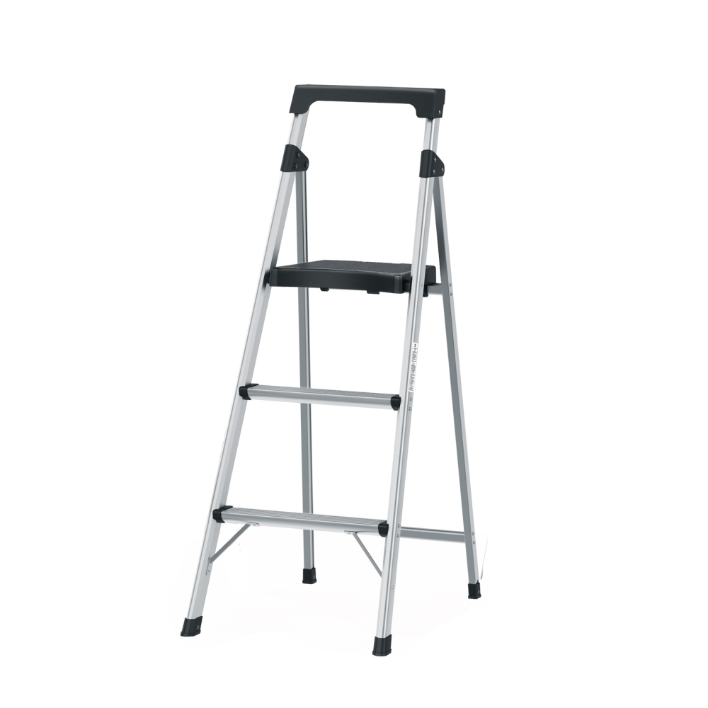 Escalera tubular plegable, 3 peldaños, aluminio, TRUPER ESTU-3A