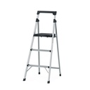 Escalera tubular plegable, 3 peldaños, aluminio, TRUPER ESTU-3A