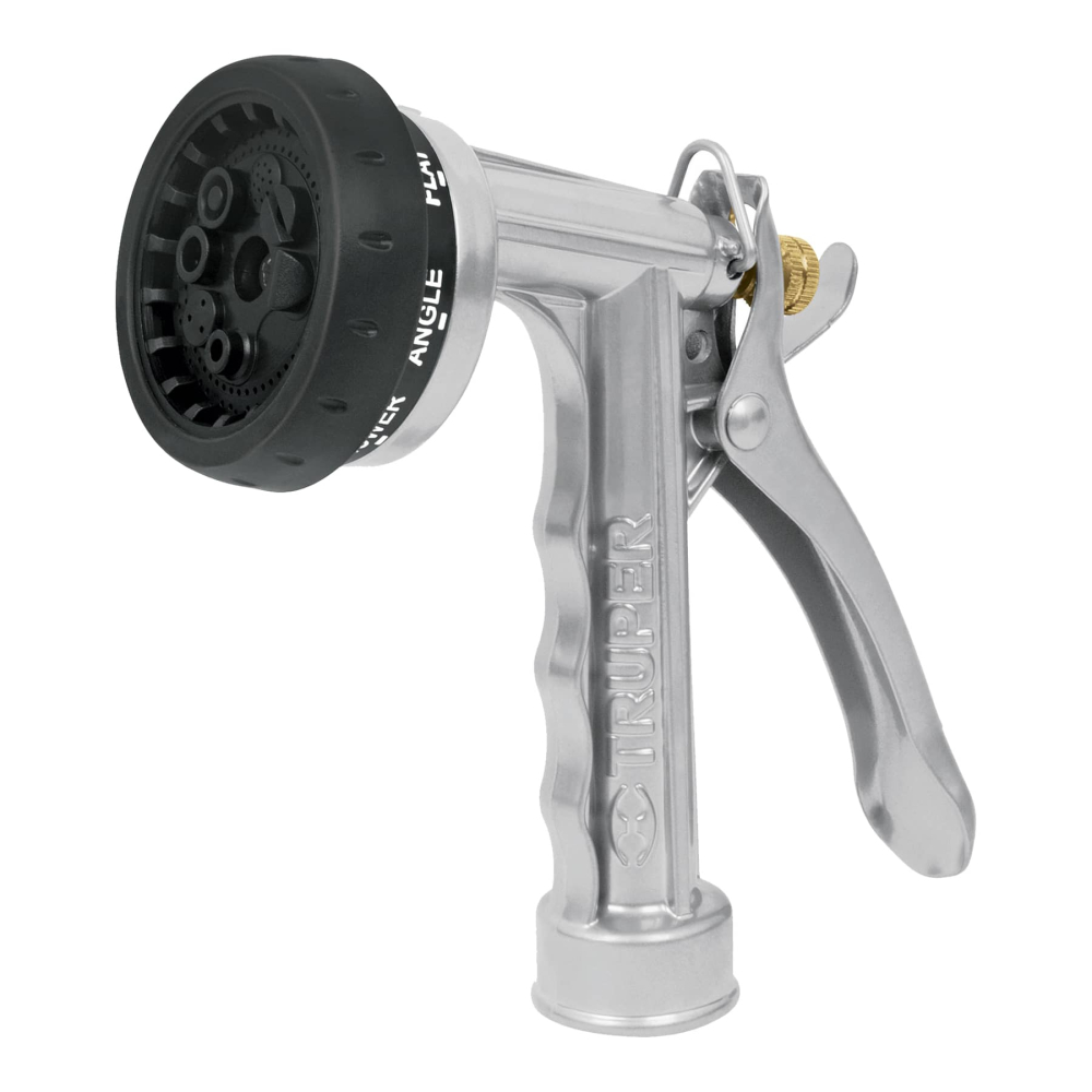 Pistola metálica para riego, 8 funciones, TRUPER PR-108