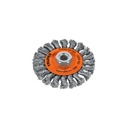 Carda circular 4' alambre trenzado, eje 5/8'-11, Truper CATR-4ES