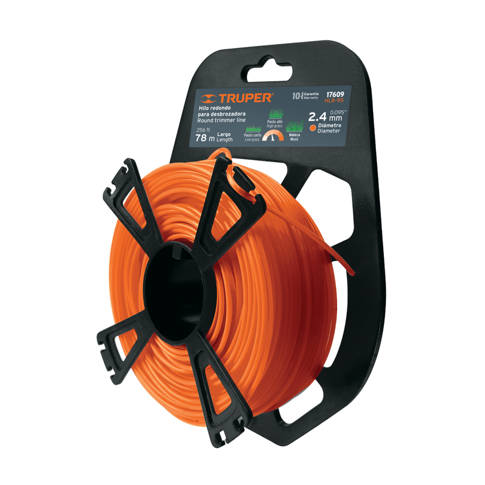 Hilo redondo, p/desbrozadora, 2.4mmx78m tarjeta tipo carrete HLB-95