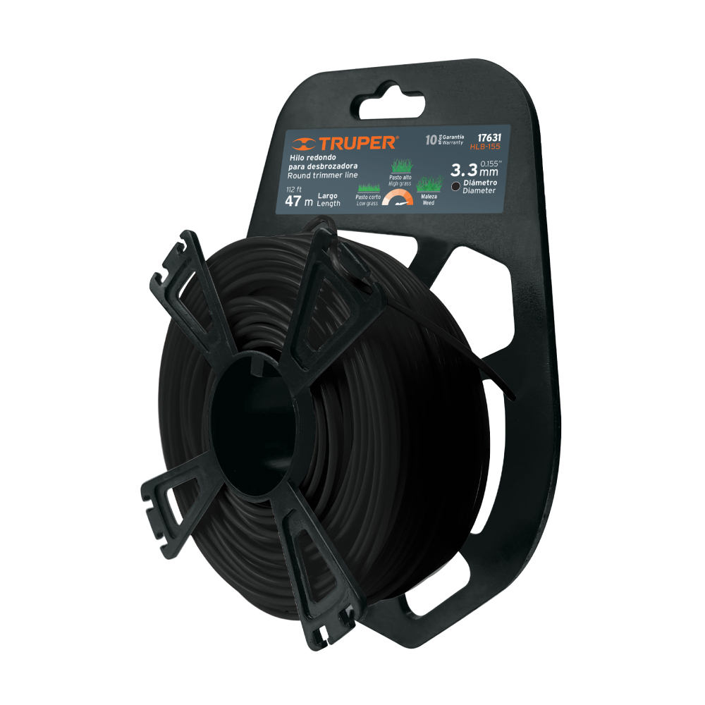 Hilo redondo, p/desbrozadora, 3.3mmx47m tarjeta tipo carrete HLB-155