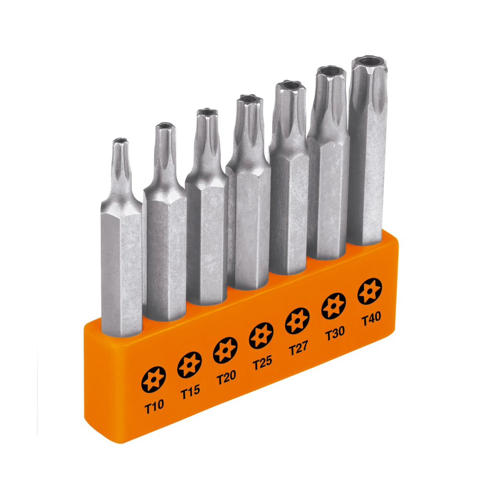 Juego de 7 puntas torx combinadas c/seguro largo 2', EXPERT P7-20TS