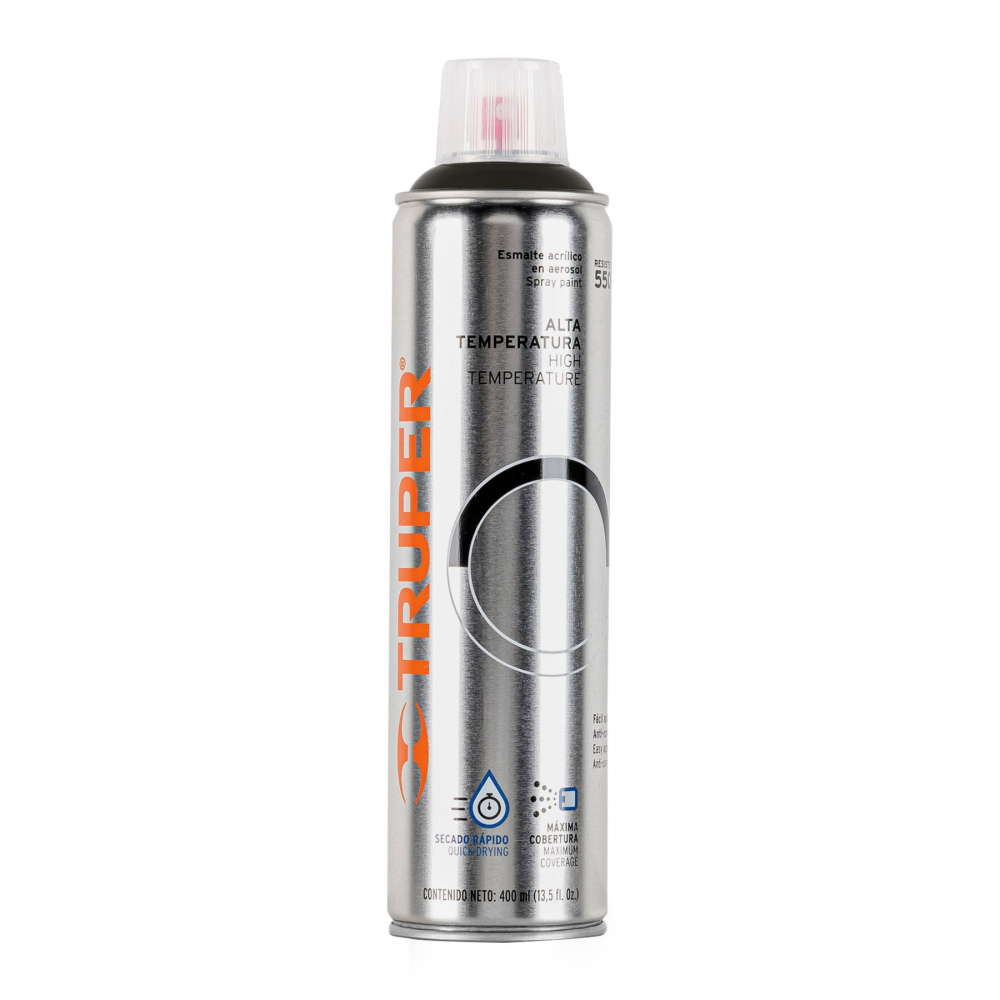 Pintura aerosol alta temperatura negro bote esbelto 400 ml PA-ALTE-N