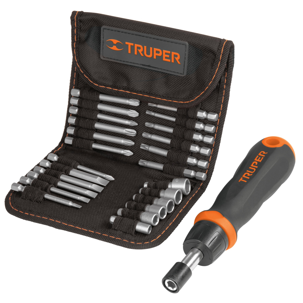 Desarmador tipo matraca con 18 puntas y 6 dados, TRUPER JDM-26