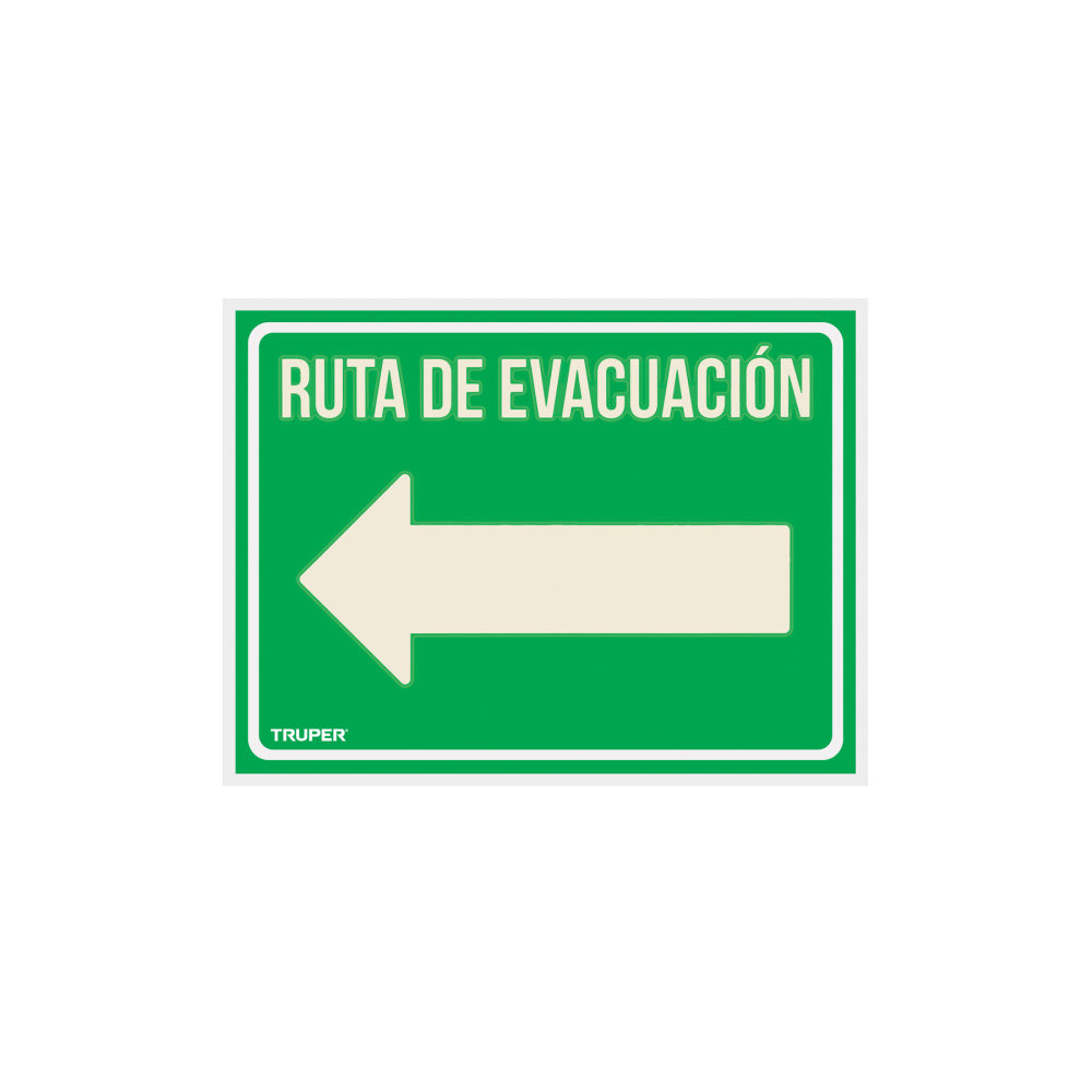 Letrero de señalización 'RUTA EVACUACIÓN IZQUIERDA',21x28 cm LIN-06