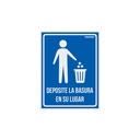Letrero señalización'DEPOSITE LA BASURA EN SU LUGAR',21x28cm LIN-12