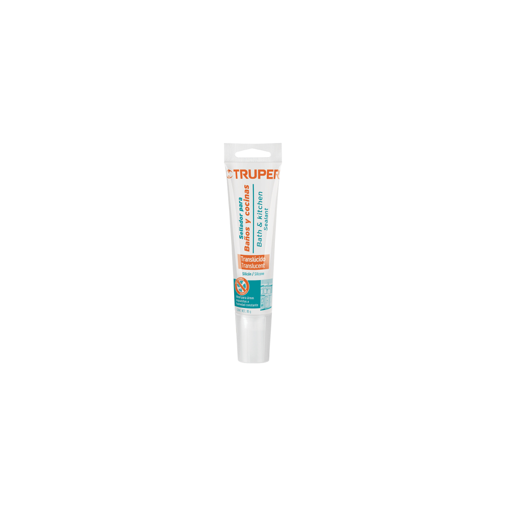 Sellador translúcido para baños y cocinas, 85 g, TRUPER SIL-85BCT