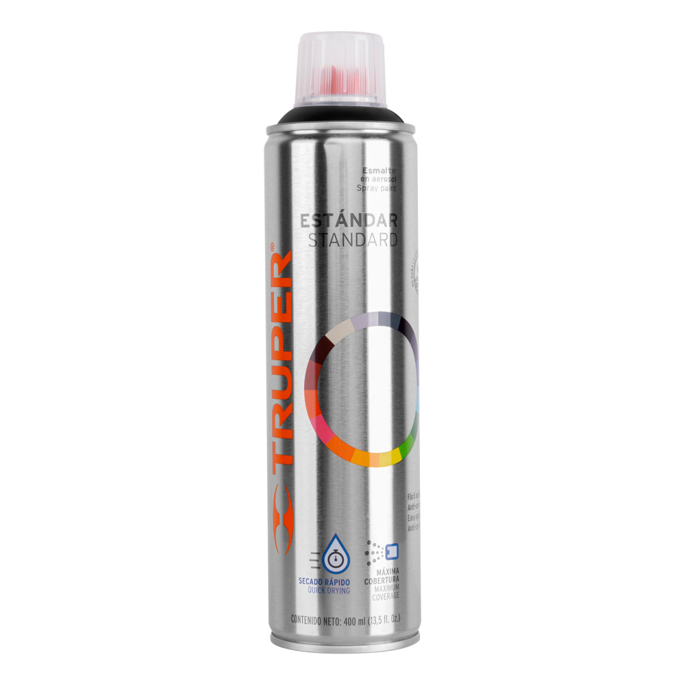 Pintura aerosol negro satín, bote esbelto 400 ml, TRUPER PA-NS