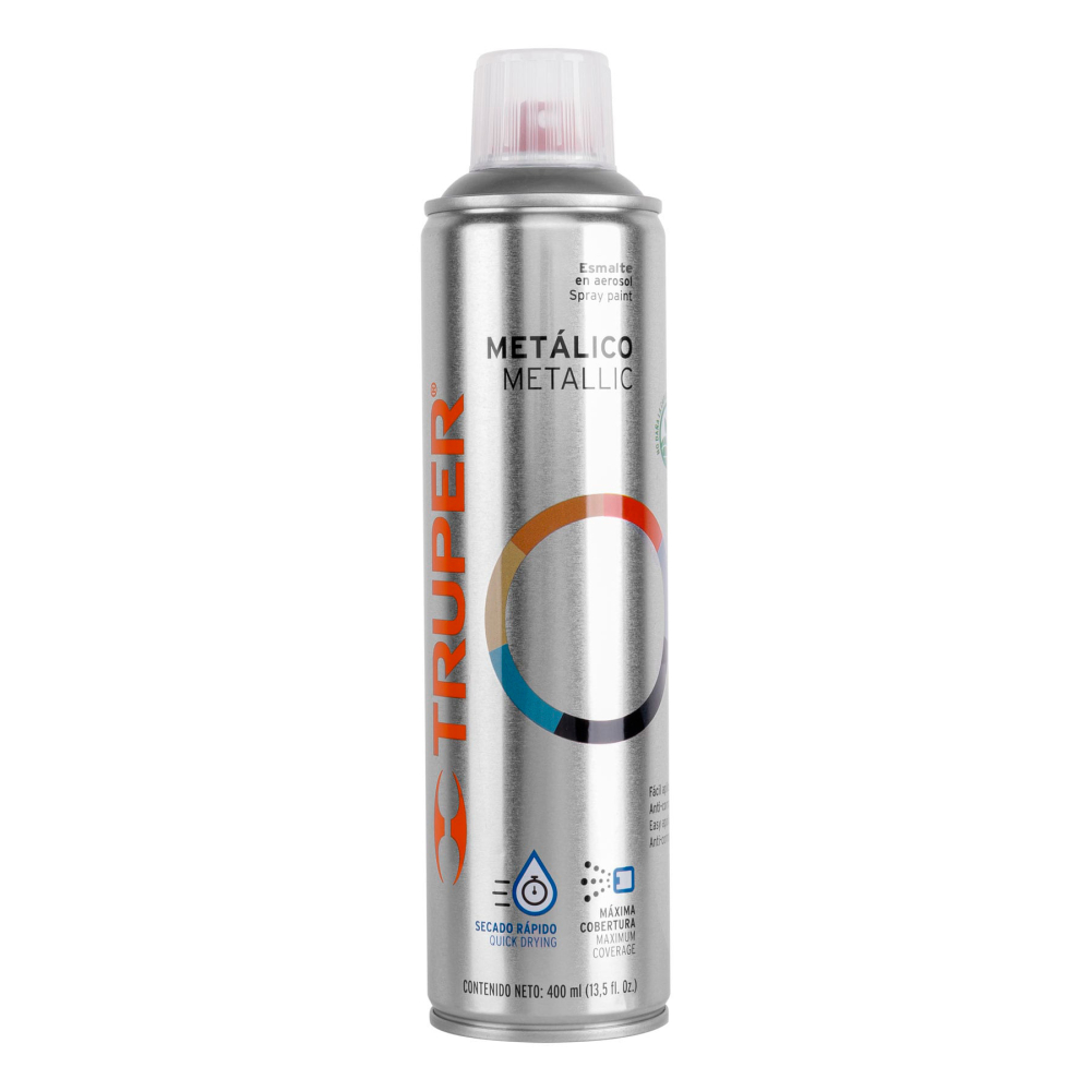Pintura aerosol plata metálico, bote esbelto 400 ml, TRUPER PAM-PL