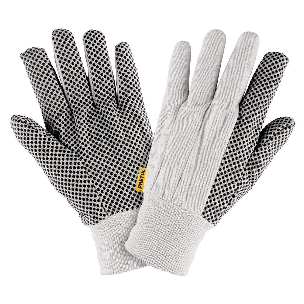 Guantes de algodón con puntos PVC en palma, unitalla, PRETUL GU-455