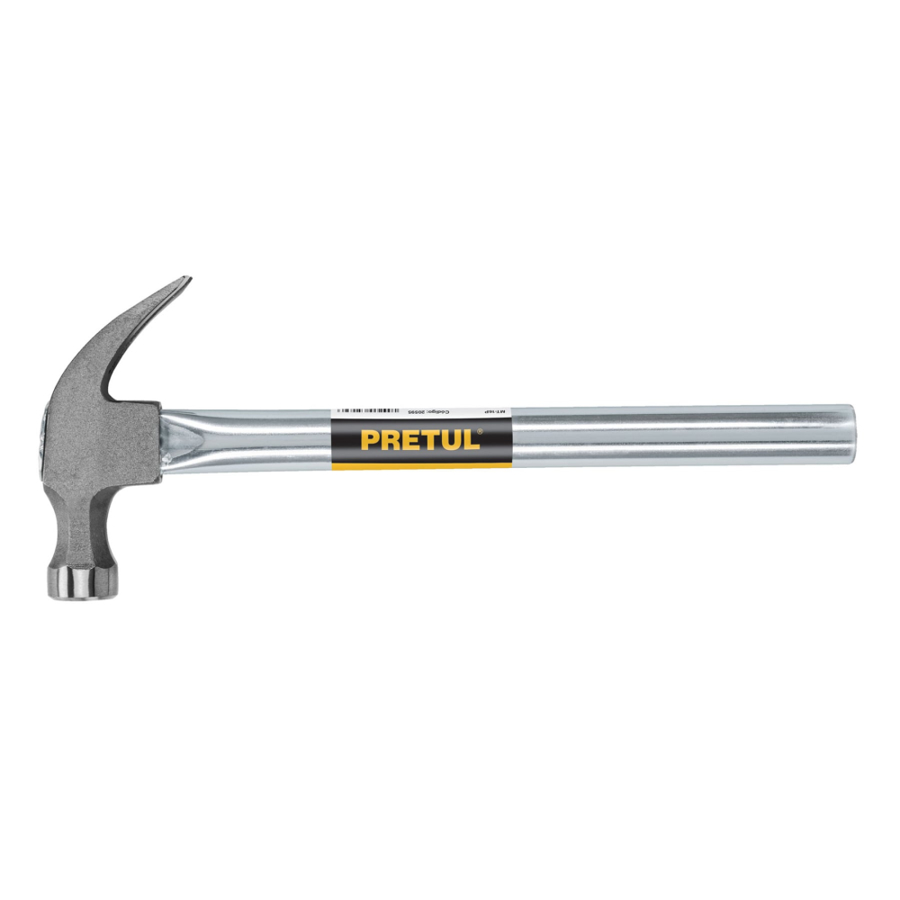 Martillo uña curva 16 oz, mango tubular, PRETUL MT-16P