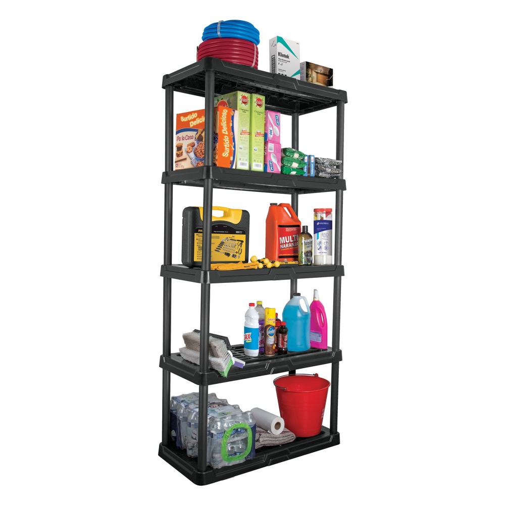 Estante plástico 5 repisas capacidad 35kg, 92x43x185, PRETUL EST-5P