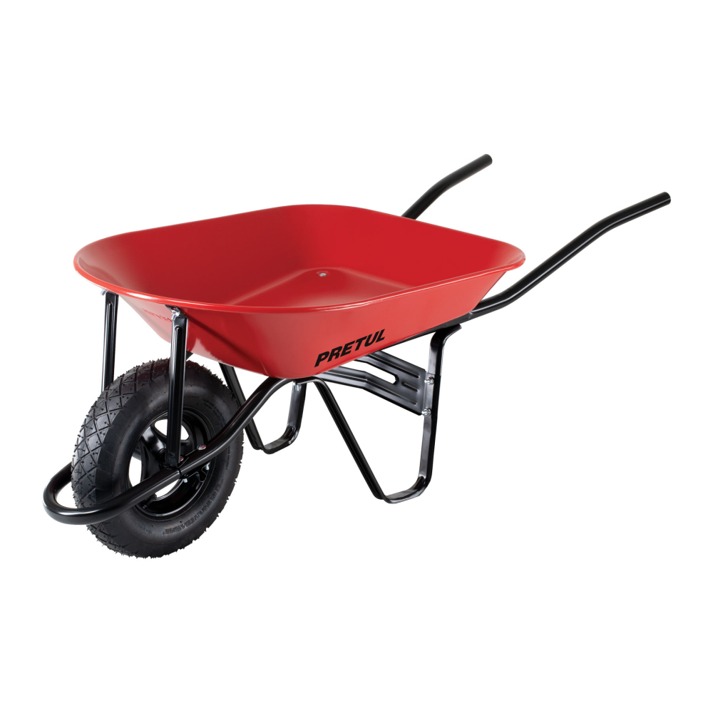Carretilla 4 ft3 roja, neumática, bastidor tubular, PRETUL CAP-40NB