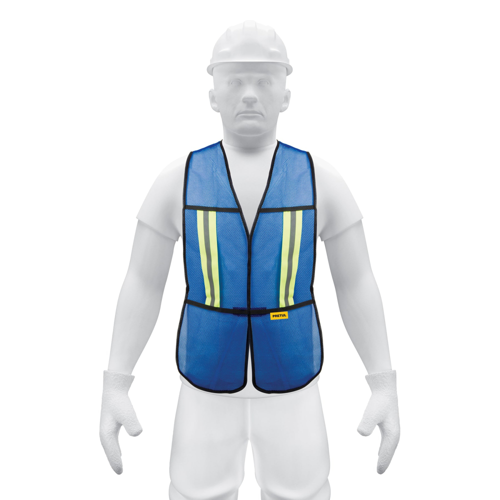 Chaleco de seguridad con cintas reflejantes, azul, PRETUL CHS-200A