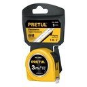 Flexómetro amarillo 3 m cinta 13 mm, en tarjeta, PRETUL PRO-3MEB