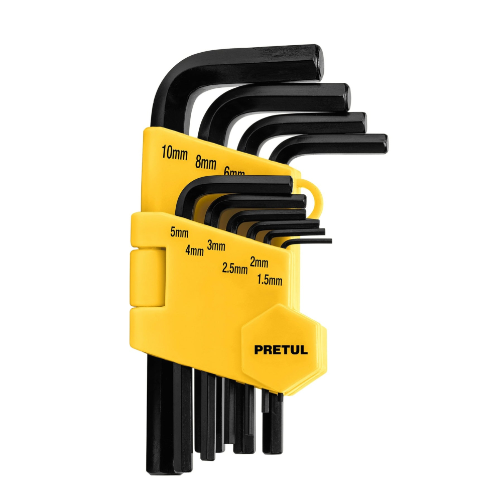 Juego 10 llaves allen mm punta hex con organizador, PRETUL ALL-10M-P