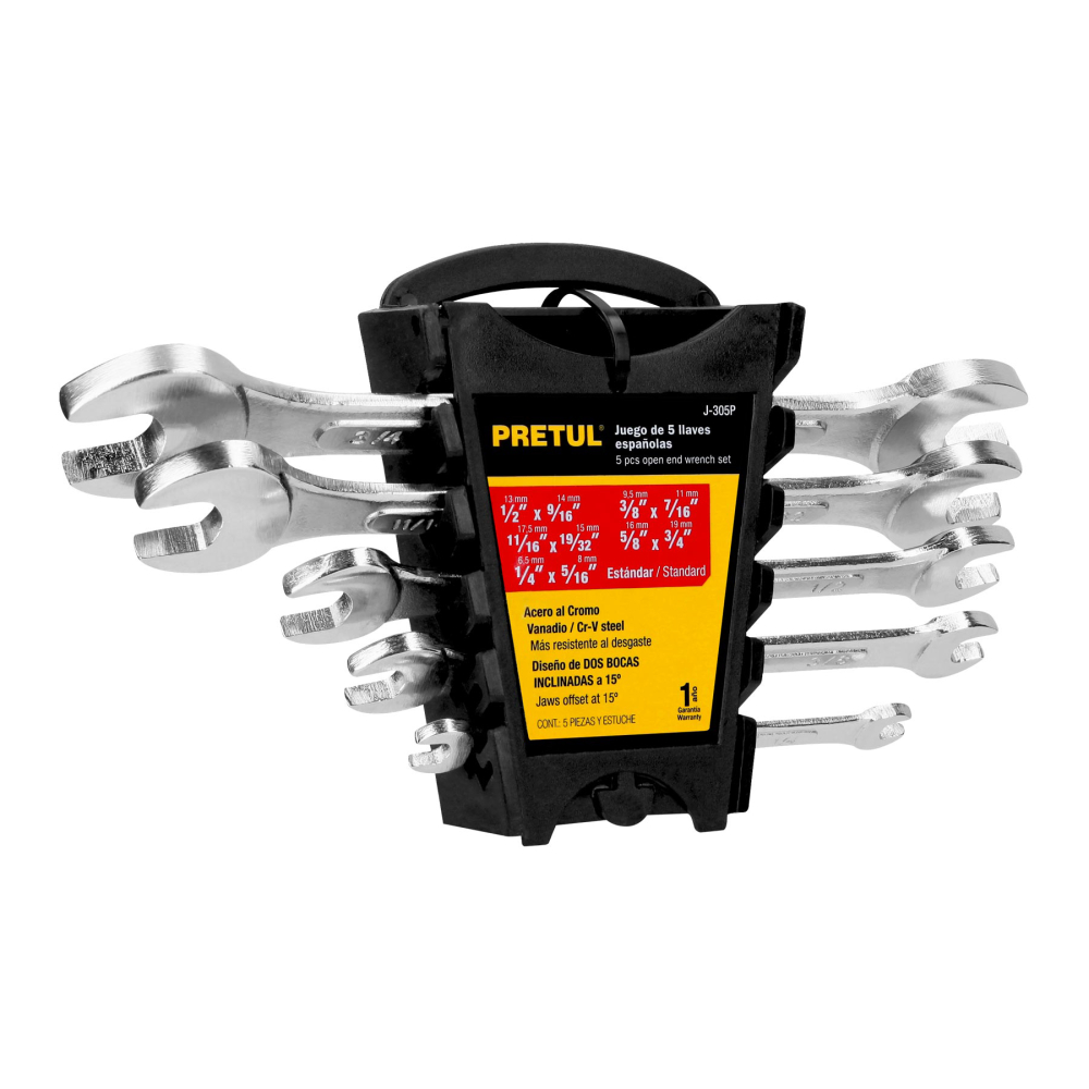 Juego de 5 llaves españolas std, PRETUL J-305P