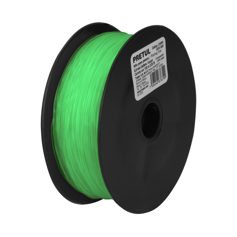Carrete con 100 m de hilo para pesca verde calibre 0.90 mm HIPE-90V