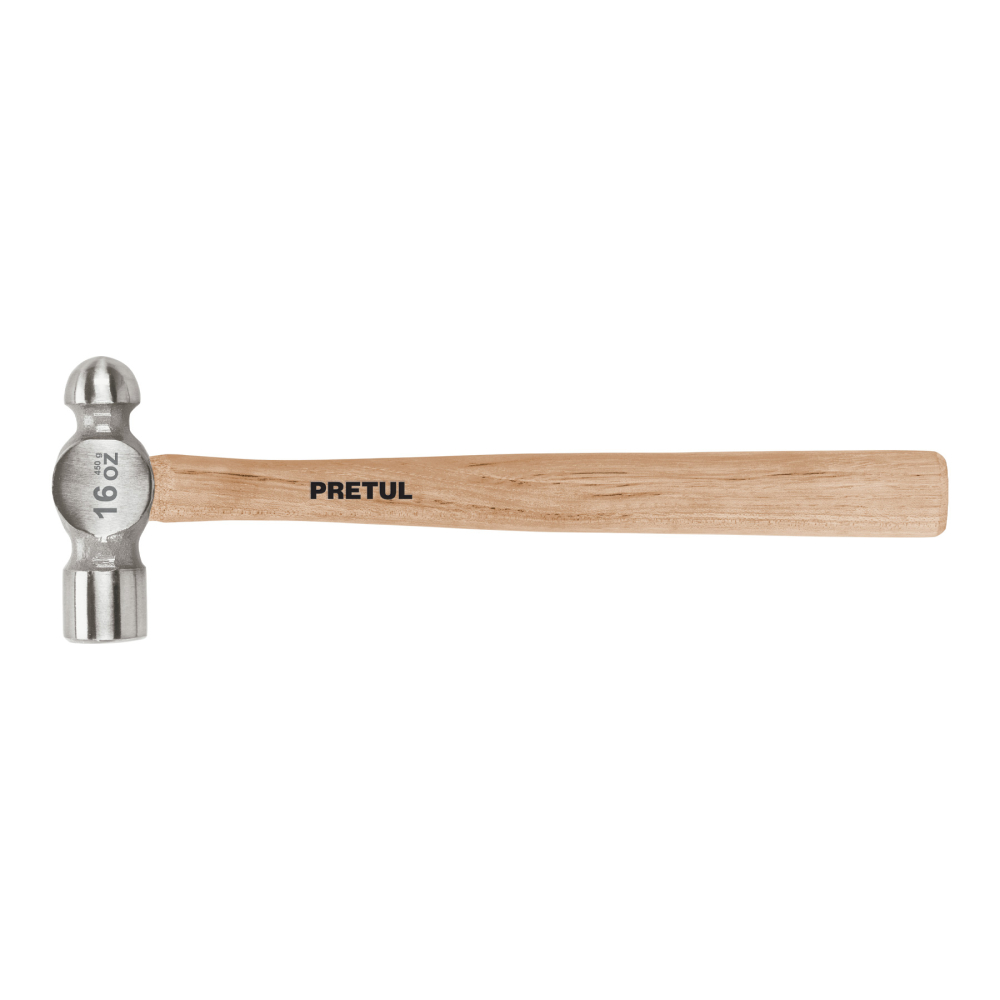 Martillo pulido de bola 16 oz mango madera, PRETUL MB-16P
