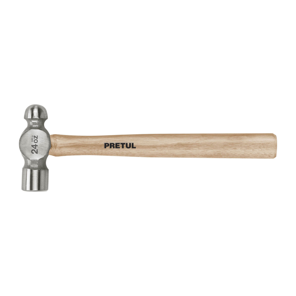 Martillo pulido de bola 24 oz mango madera, PRETUL MB-24P