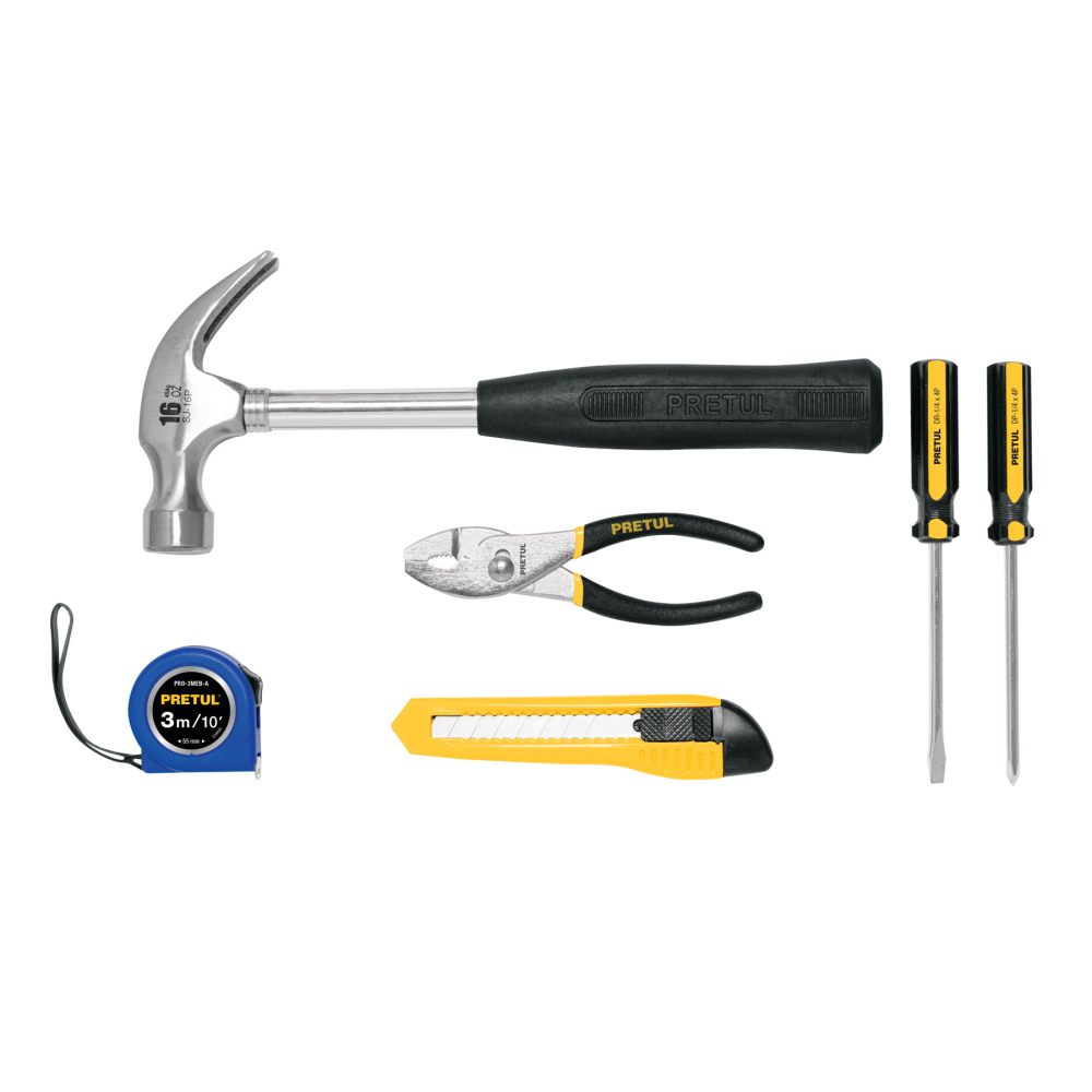 Juego de herramientas básicas, 6 piezas, PRETUL JGO-CAS6