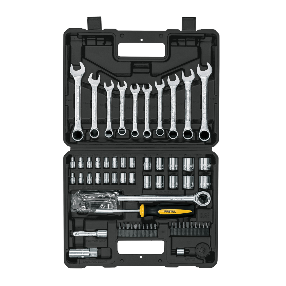 Juego de 70 herramientas 1/4' y 3/8' para mecánico, PRETUL SET-73