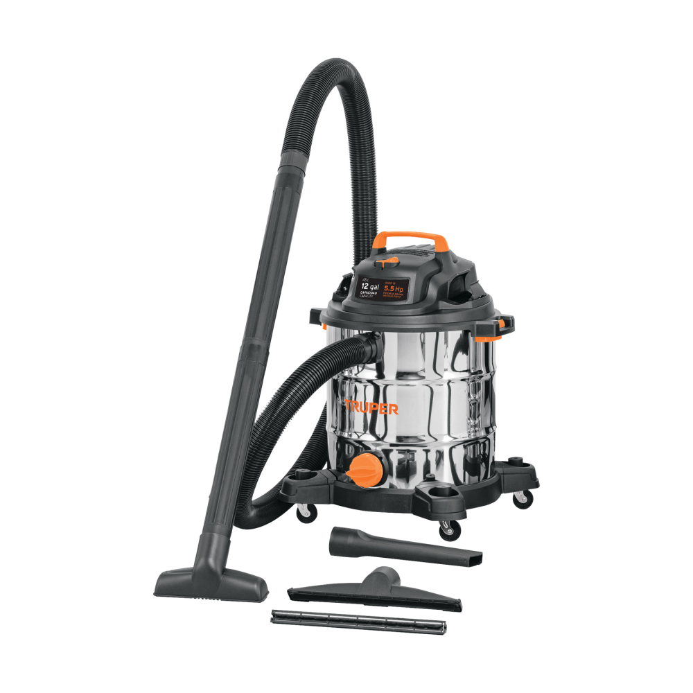 Aspiradora de sólidos y líquidos, 12 gal, acero inox, TRUPER ASP-12X