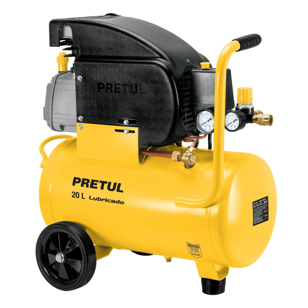 Compresor lubricado, 20L, 2-1/2HP, horizontal, 127V, PRETUL COMP-20LP