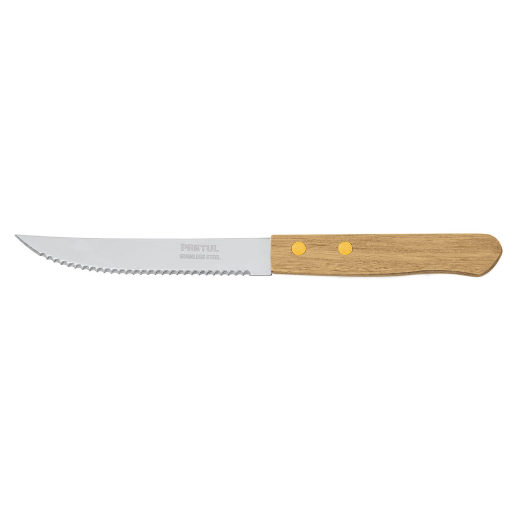Cuchillo con sierra para asado 5' mango de madera, PRETUL CUCH-M52