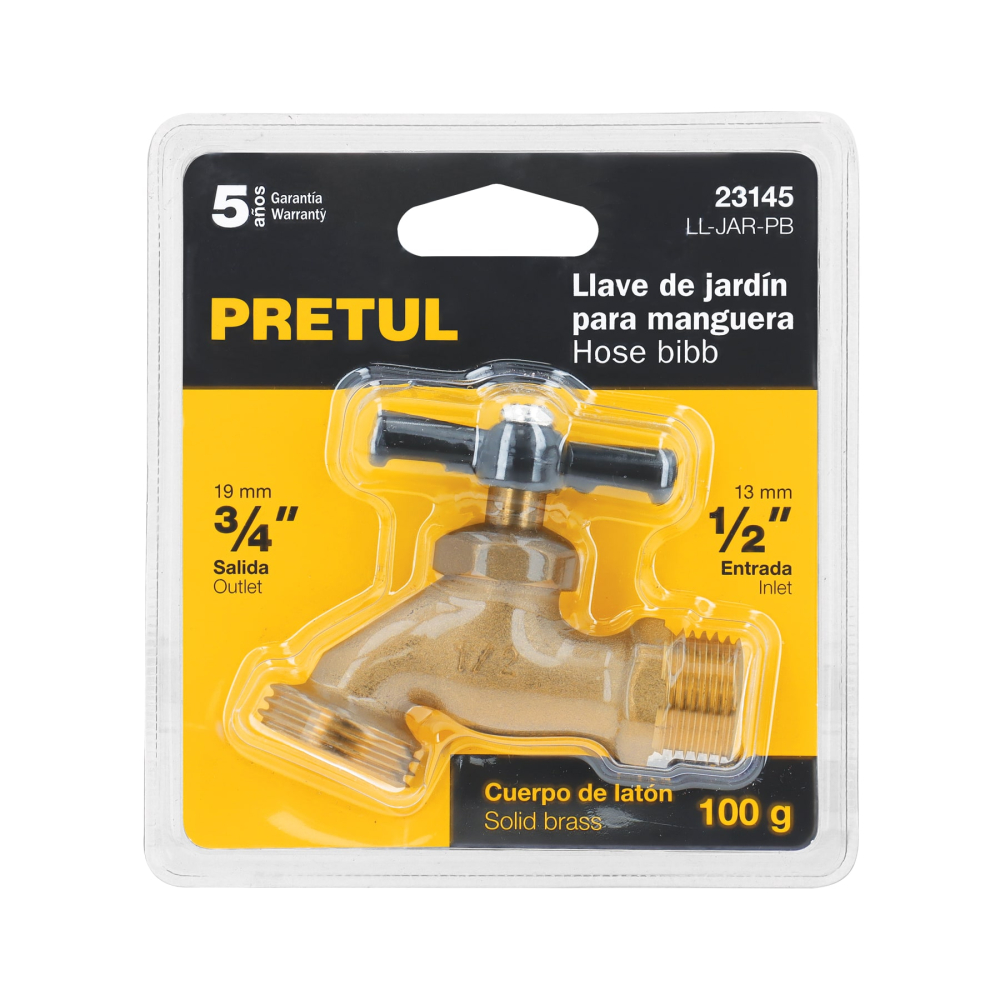 Llave p/manguera, de latón 100g, 1/2', blíster, PRETUL LL-JAR-PB