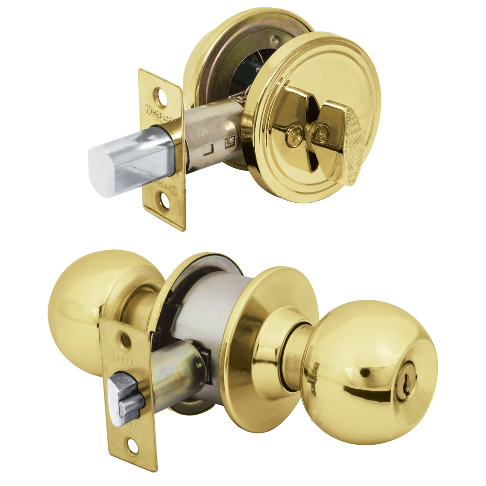 Combo cerraduras, llave-mariposa, latón brillante, BASIC CMB-11P
