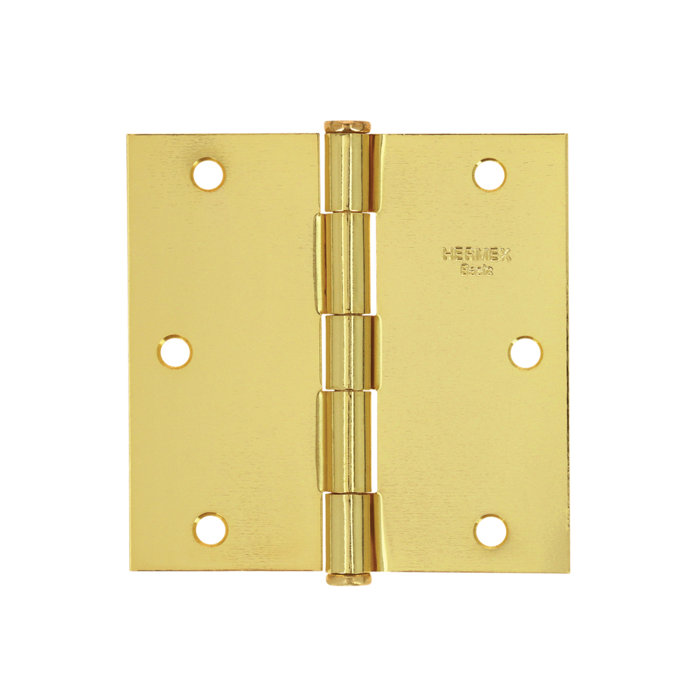 Bisagra cuadrada 3-1/2',latonado, cabeza plana, HERMEX BASIC BC-351PP