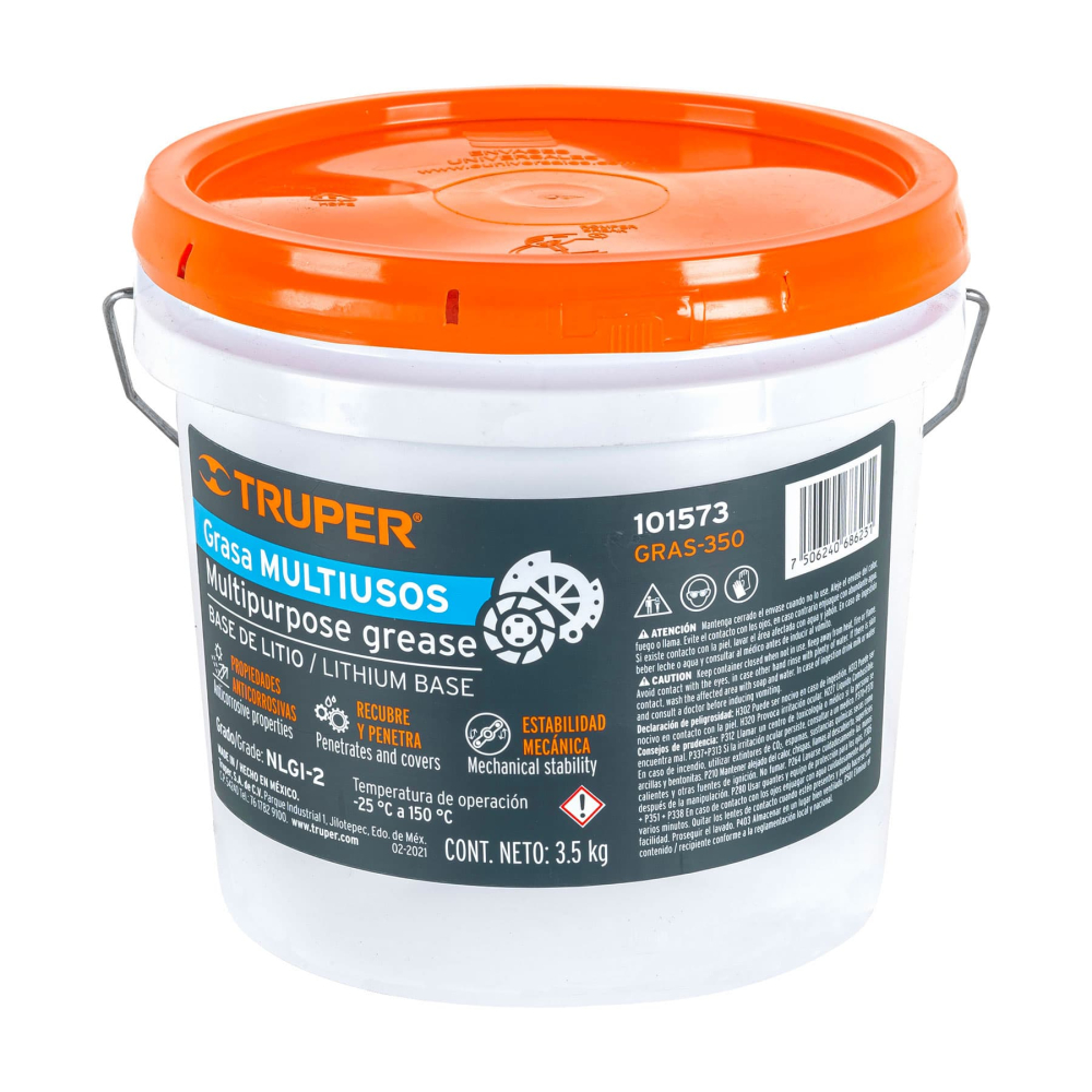 Grasa lubricante multiusos, base litio, 3.5 kg, TRUPER GRAS-350