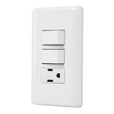 Placa armada con contacto y 2 interruptores sencillos, BASIC PA-APCO-B2