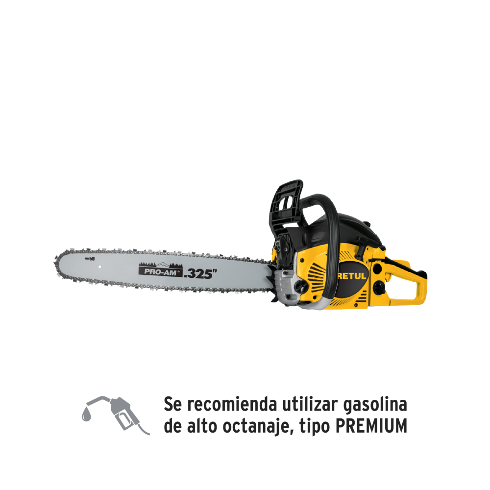 Motosierra 45 cc a gasolina con barra de 20', PRETUL MOT-4520P