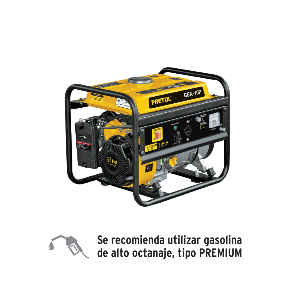 Generador portátil 1 kW motor a gasolina, PRETUL GEN-10P