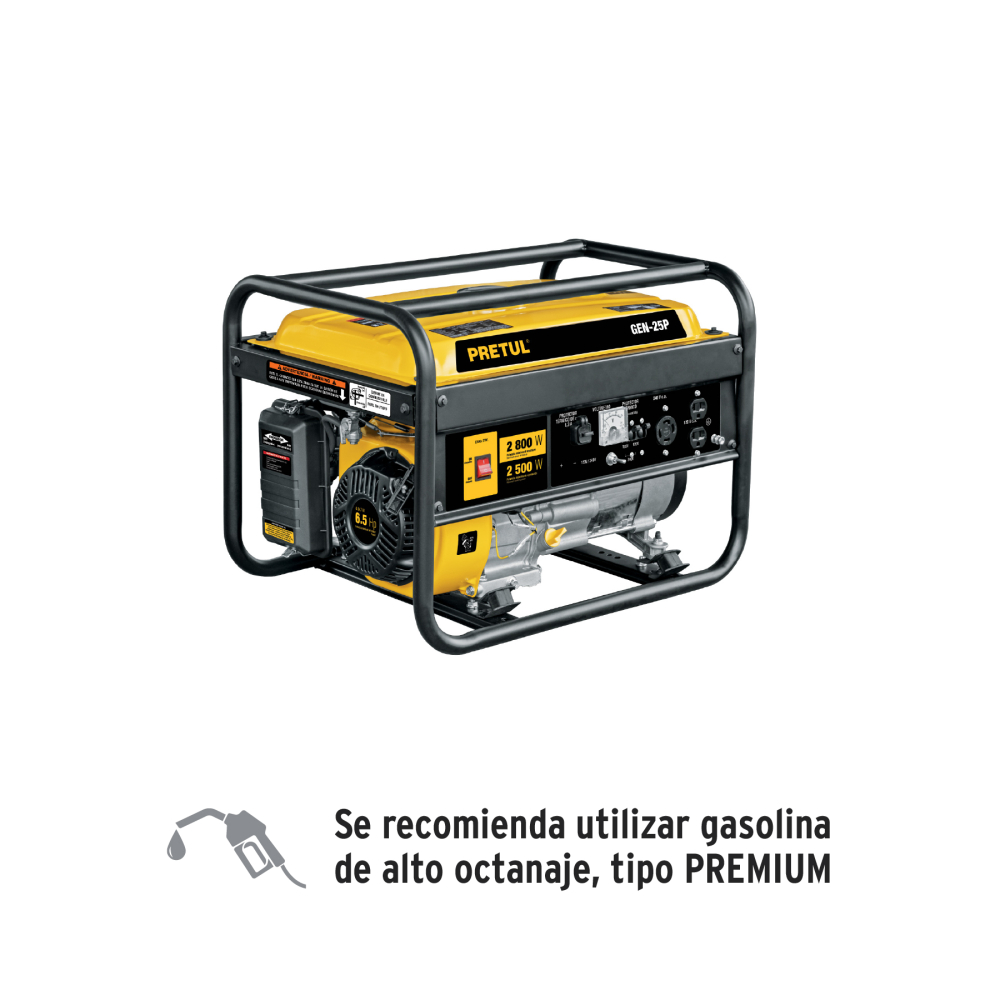 Generador portátil 2.5 kW motor a gasolina, PRETUL GEN-25P