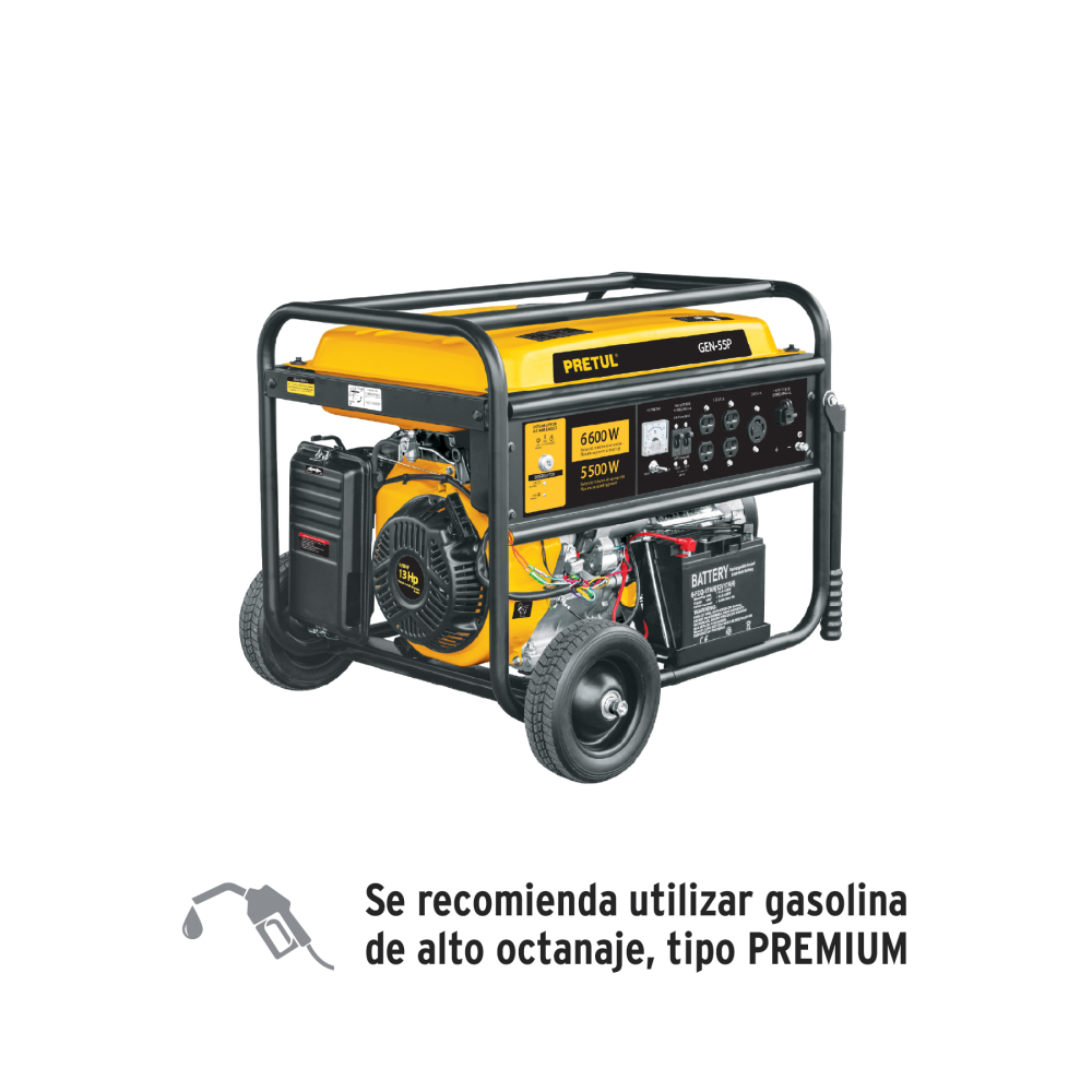 Generador portátil 5.5 kW motor a gasolina, PRETUL GEN-55P