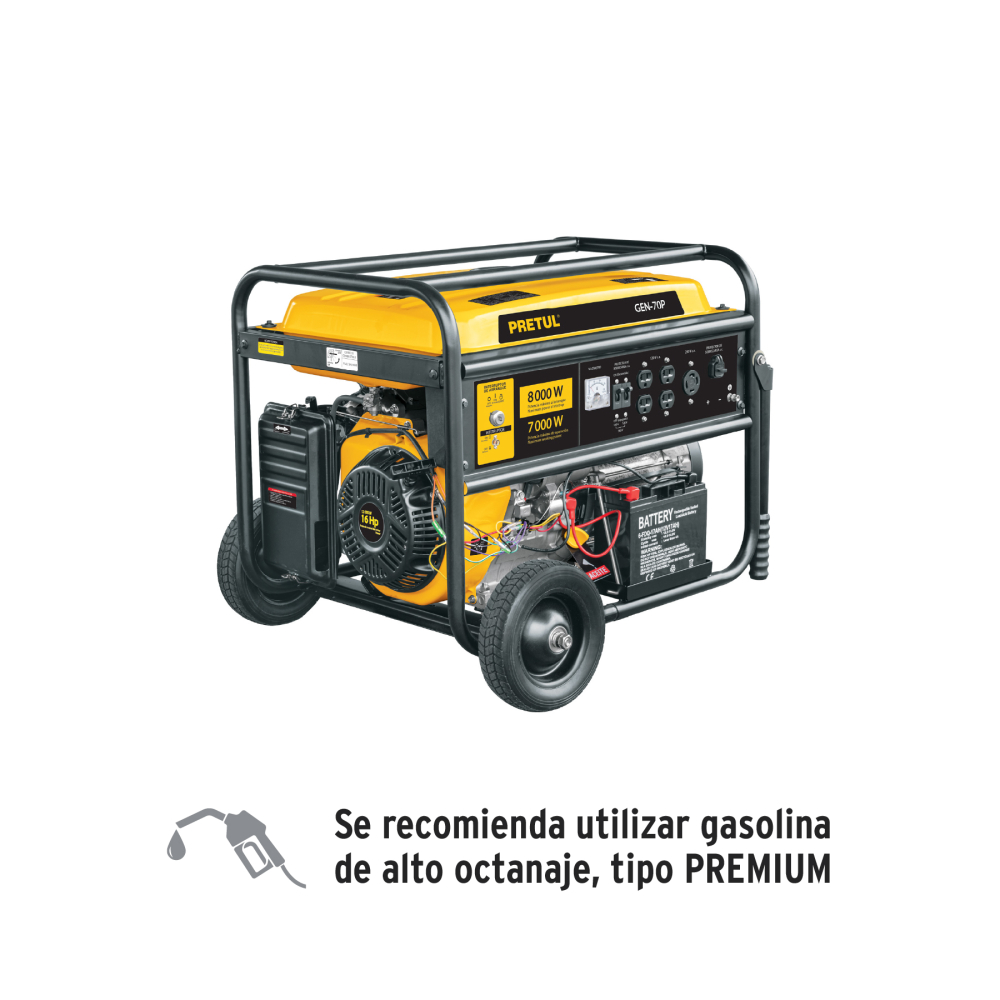 Generador portátil 7 kW motor a gasolina, PRETUL GEN-70P